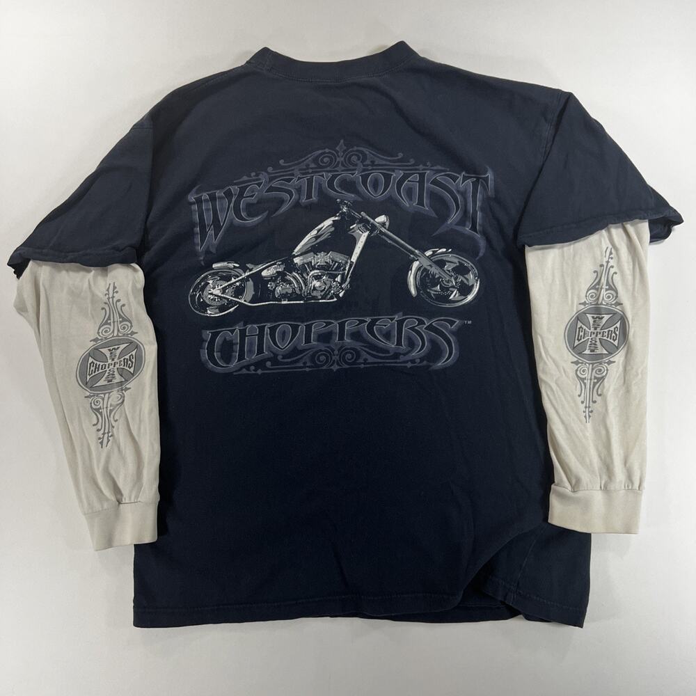 West Coast Choppers Double Layer Tshirt Black Jesse James Men's Size L